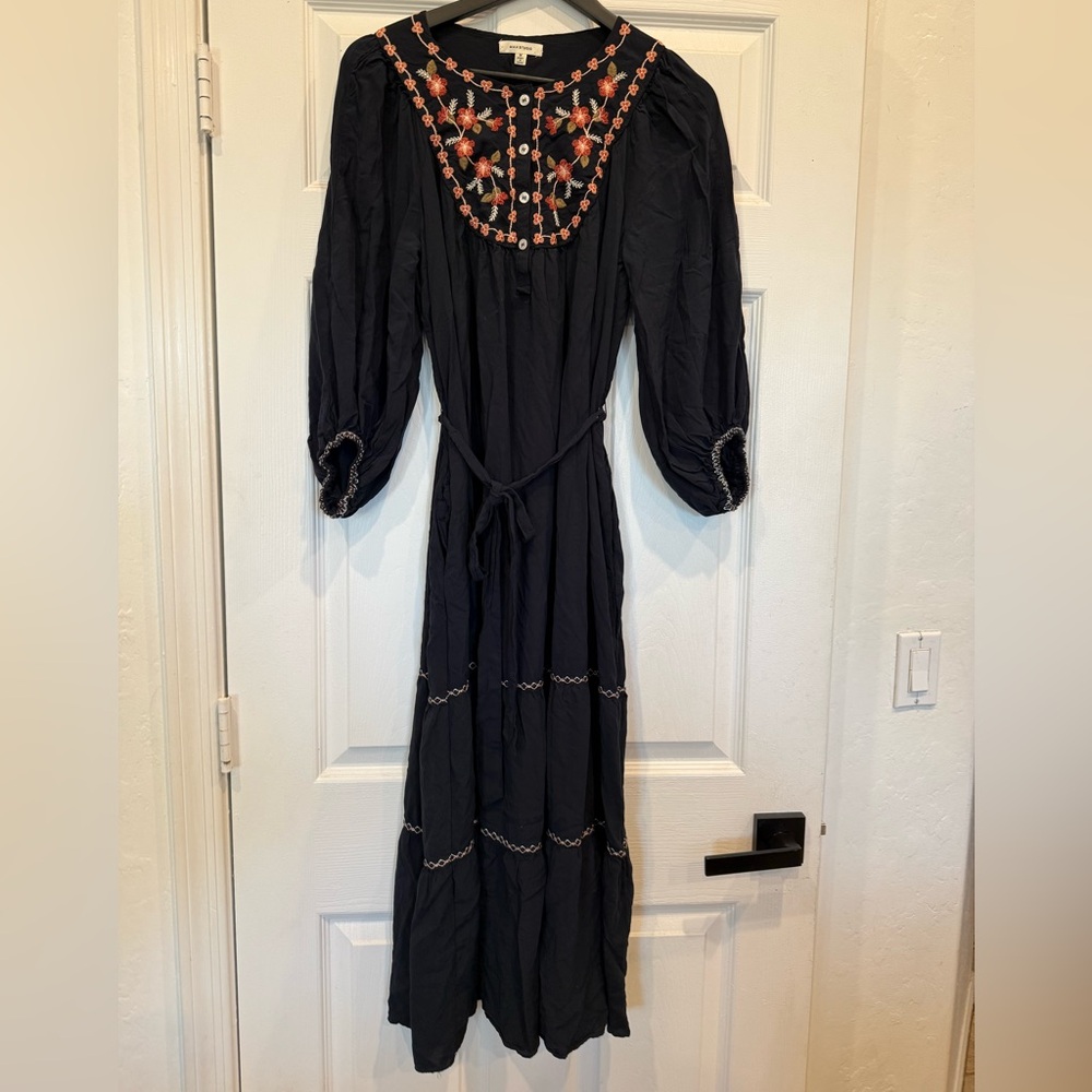 Max Studio Embroderes Black Maxi Dress
